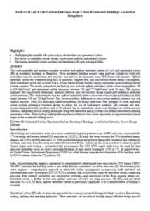 LCC Emissions_Urban Residential Buildings_Bengaluru_2025