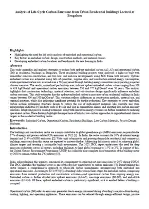 LCC Emissions_Urban Residential Buildings_Bengaluru_2025